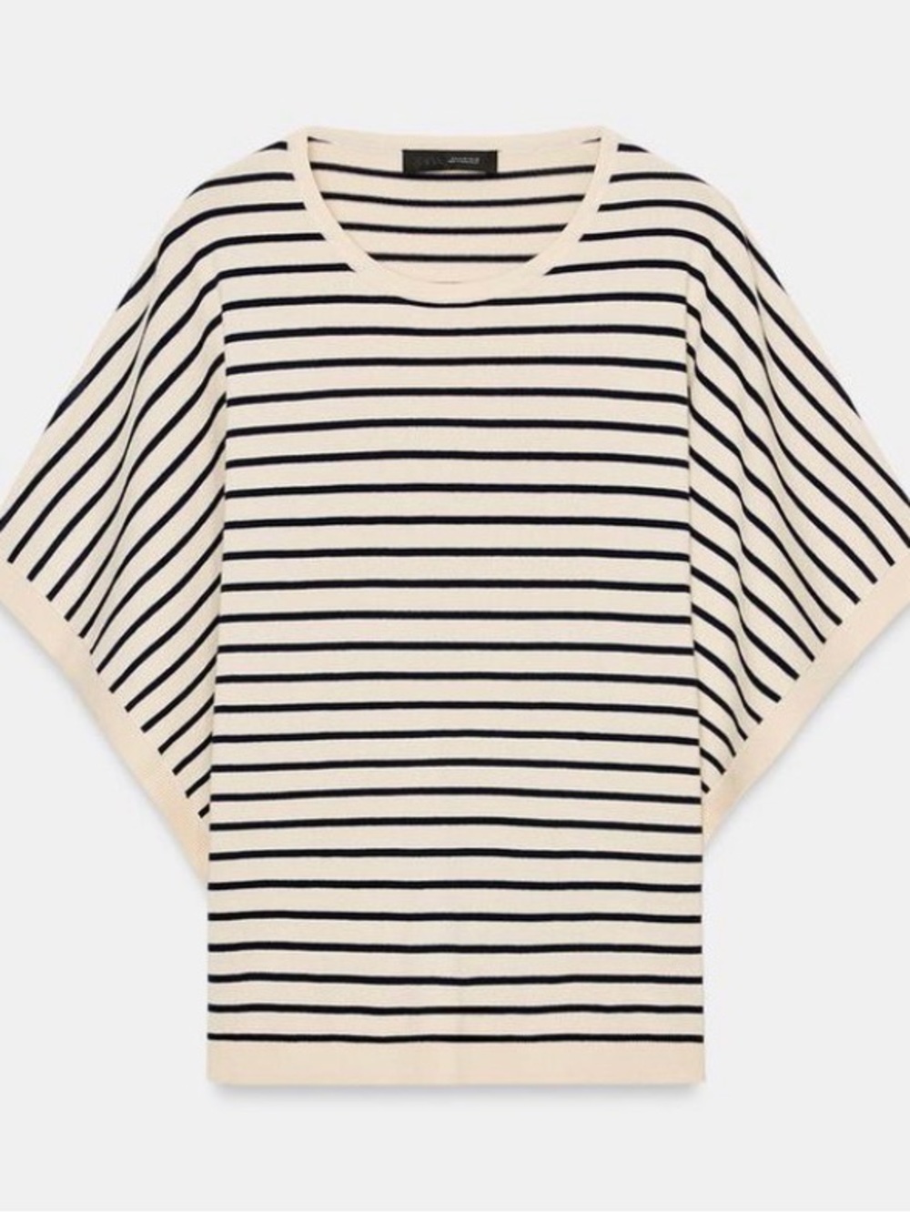 Zara Black and Cream Striped Boxy Knit Top